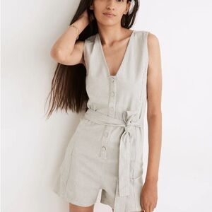 Madewell Striped Sleeveless Tie-Waist Romper